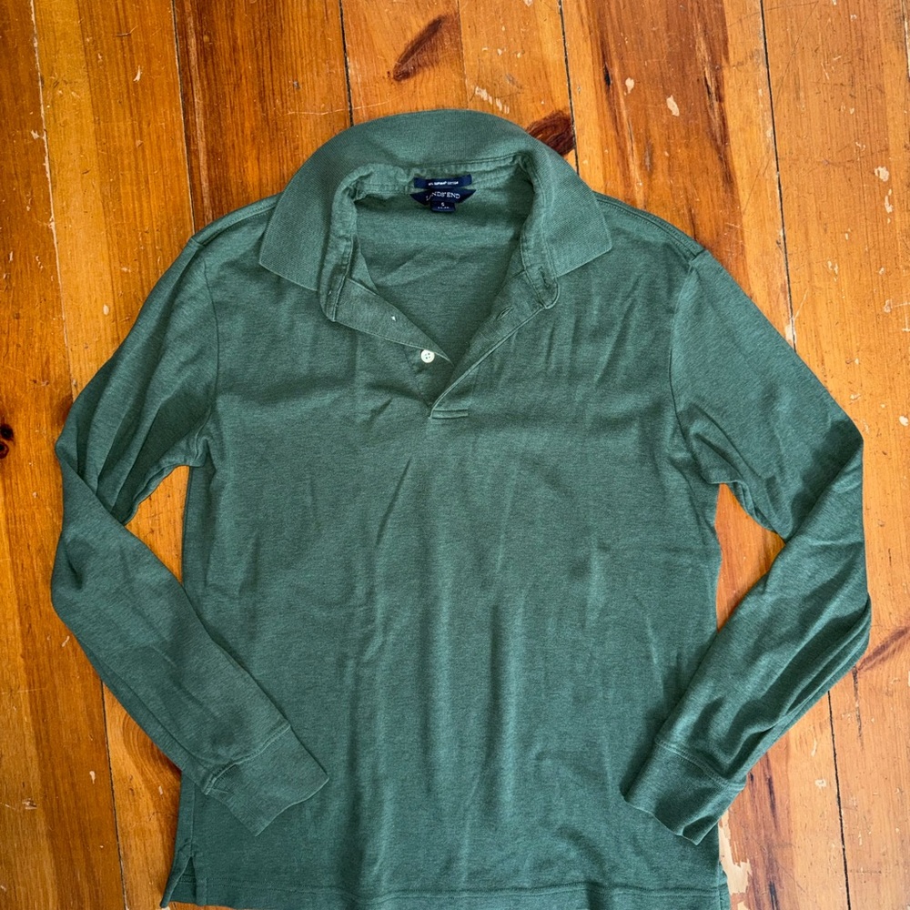 Lands’ End green mens cotton polo